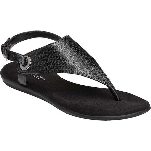 Shop Aerosoles Women's Conchlusion Sandal Black Exotic Snake Embossed