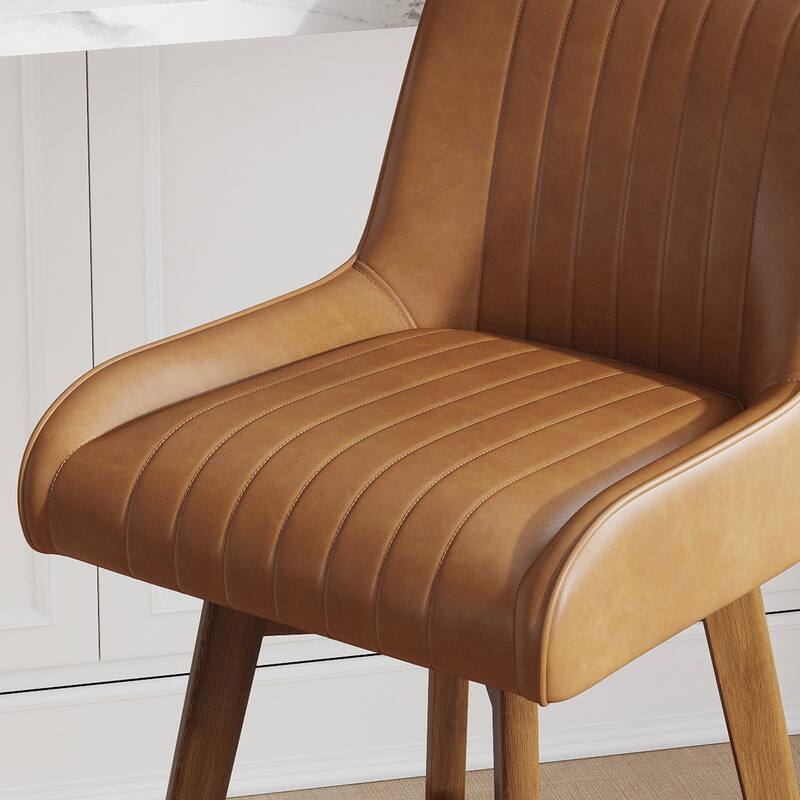 26" Upholstered Counter Height Swivel Bar Stool with Solid Wood Legs - 38.8"H x 20.5"W x 21.7"D