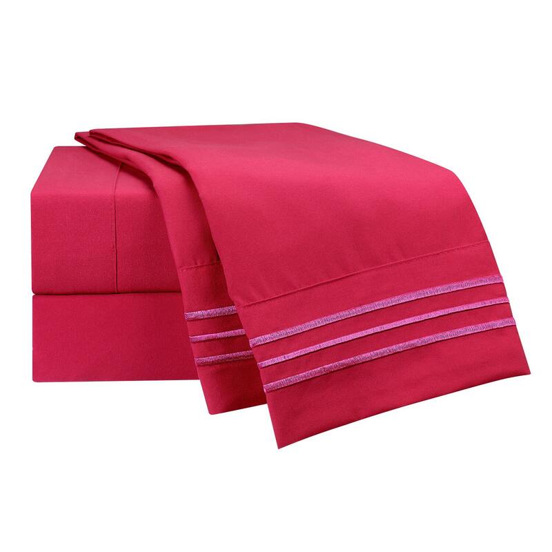 Clara Clark Premium 1800 Series Ultra-soft Deep Pocket Bed Sheet Set - Full - Hot Pink