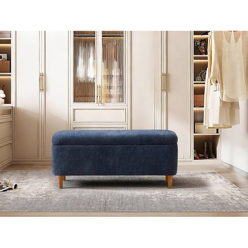 39in Soft Chenille Fabric Storage Ottoman Bench for Bedroom / Entryway Bed Foot / Living Room，Upholstered Entryway Bench