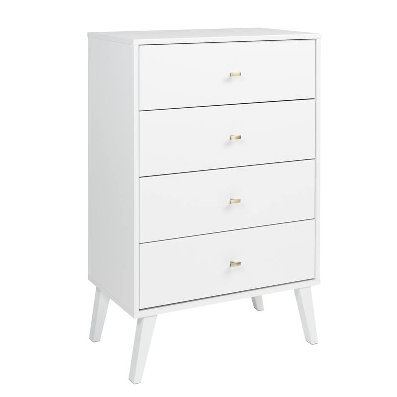 Prepac Milo Mid-Century Modern 4 Drawer Chest of Drawers, Contemporary Bedroom Furniture, Small Dresser for Bedroom