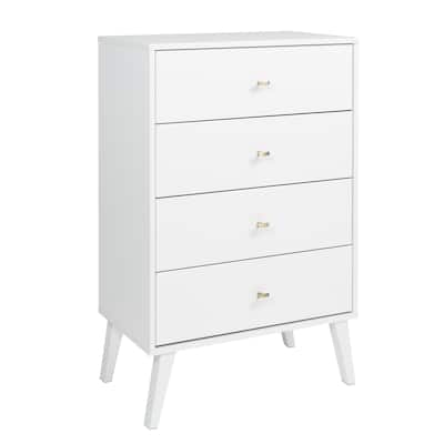 Prepac Milo Mid-Century Modern 4 Drawer Chest of Drawers, Contemporary Bedroom Furniture, Small Dresser for Bedroom