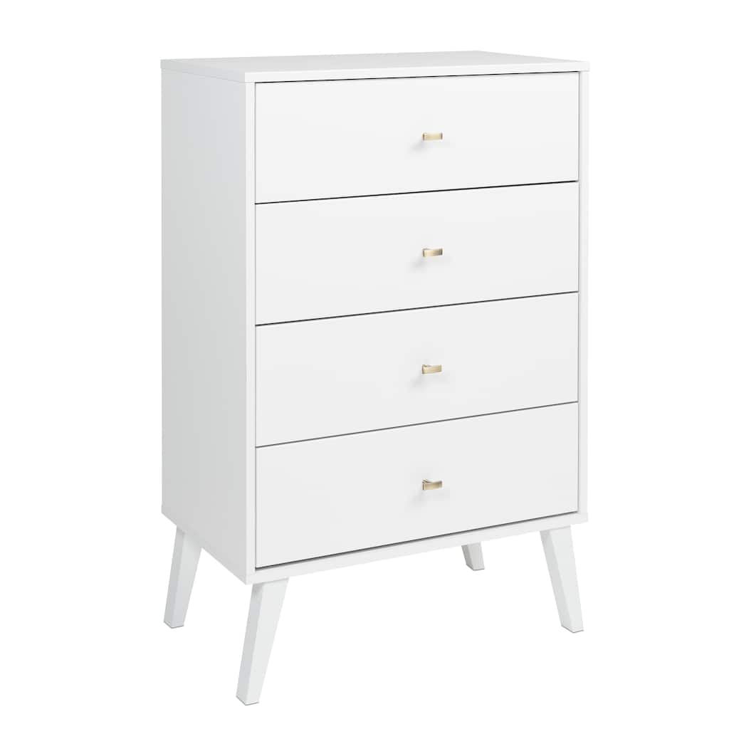 Prepac Milo Mid-Century Modern 4 Drawer Chest of Drawers, Contemporary Bedroom Furniture, Small Dresser for Bedroom