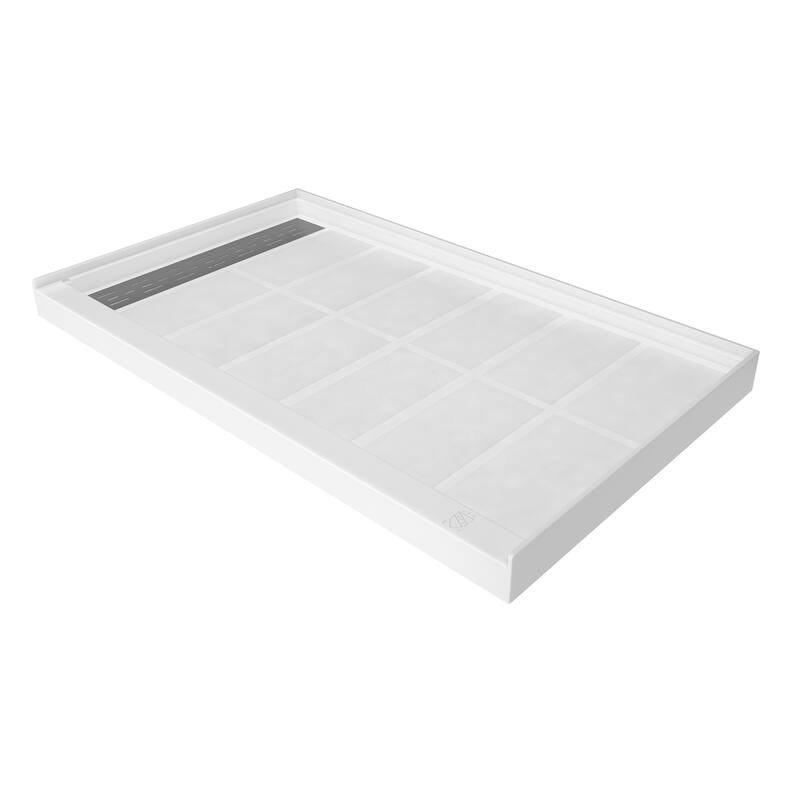 60 in. x 36 in. Elegant White Single Threshold Anti-slip SMC Rectangular Shower Base with Drain and Stainless Steel Drain Cover