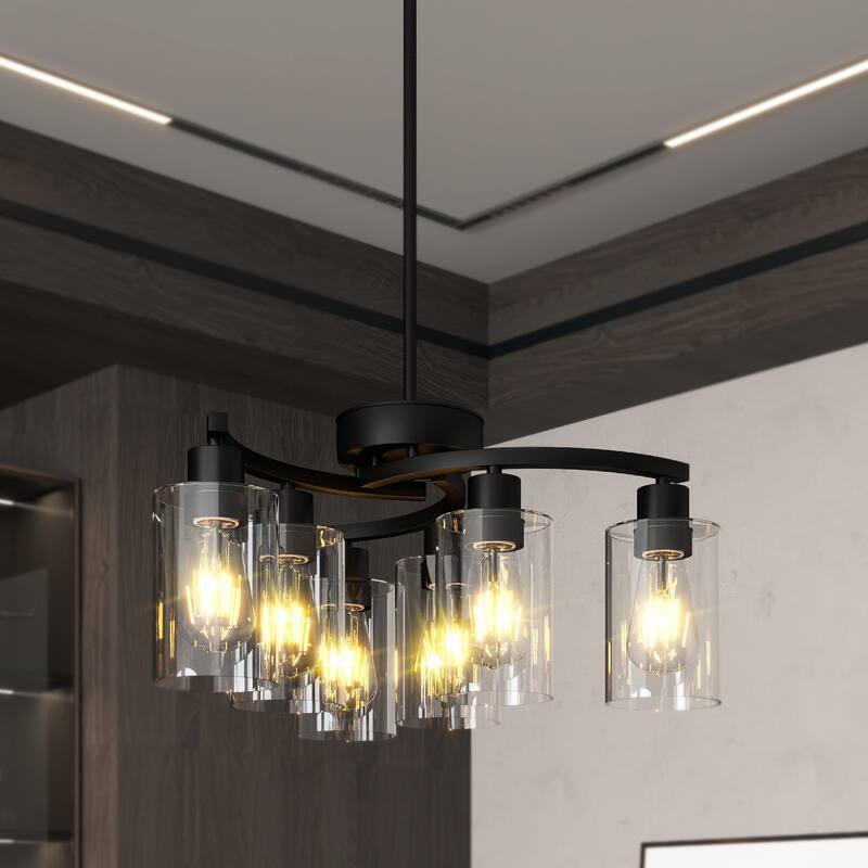 6-Light Chandeliers for Dining Room, Modern Kitchen Island Light Fixtures Over Table, Metal Hanging Pendant Lighting