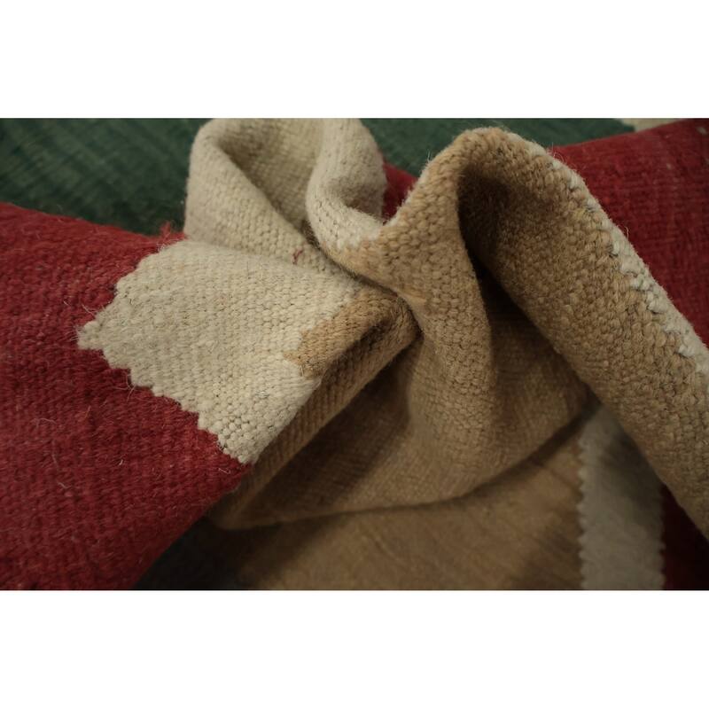 Hand Woven Oriental 100% Wool Carpet Southwestern Modern Multi-Colored Kilim Area Rug - 10' 10'' X 8' 10''