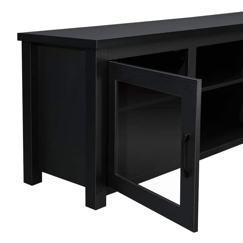Classic TV Stand for up to 80" TVs-Glass Fronted Doors-Modern Finish - 65"W x 16"D x 23.625"H