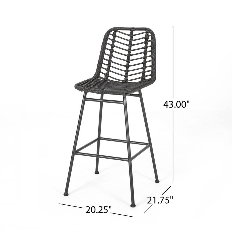 Sawtelle Outdoor Wicker Barstools (Set of 4) by Christopher Knight Home