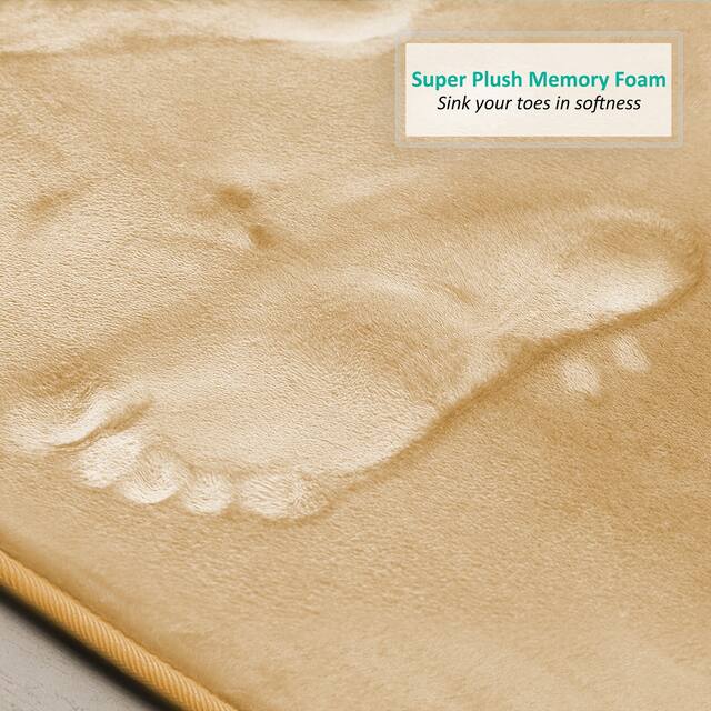 Clara Clark Ultra Soft Plush Bathroom Rug - Non-Slip, Velvet, Memory Foam Bath Mat - Set of 2