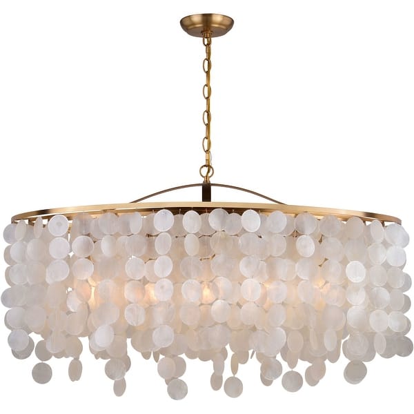 slide 2 of 11, Vaxcel Lighting H0282 Elsa 36" Wide 5 Light Linear Capiz Shell Natural Brass