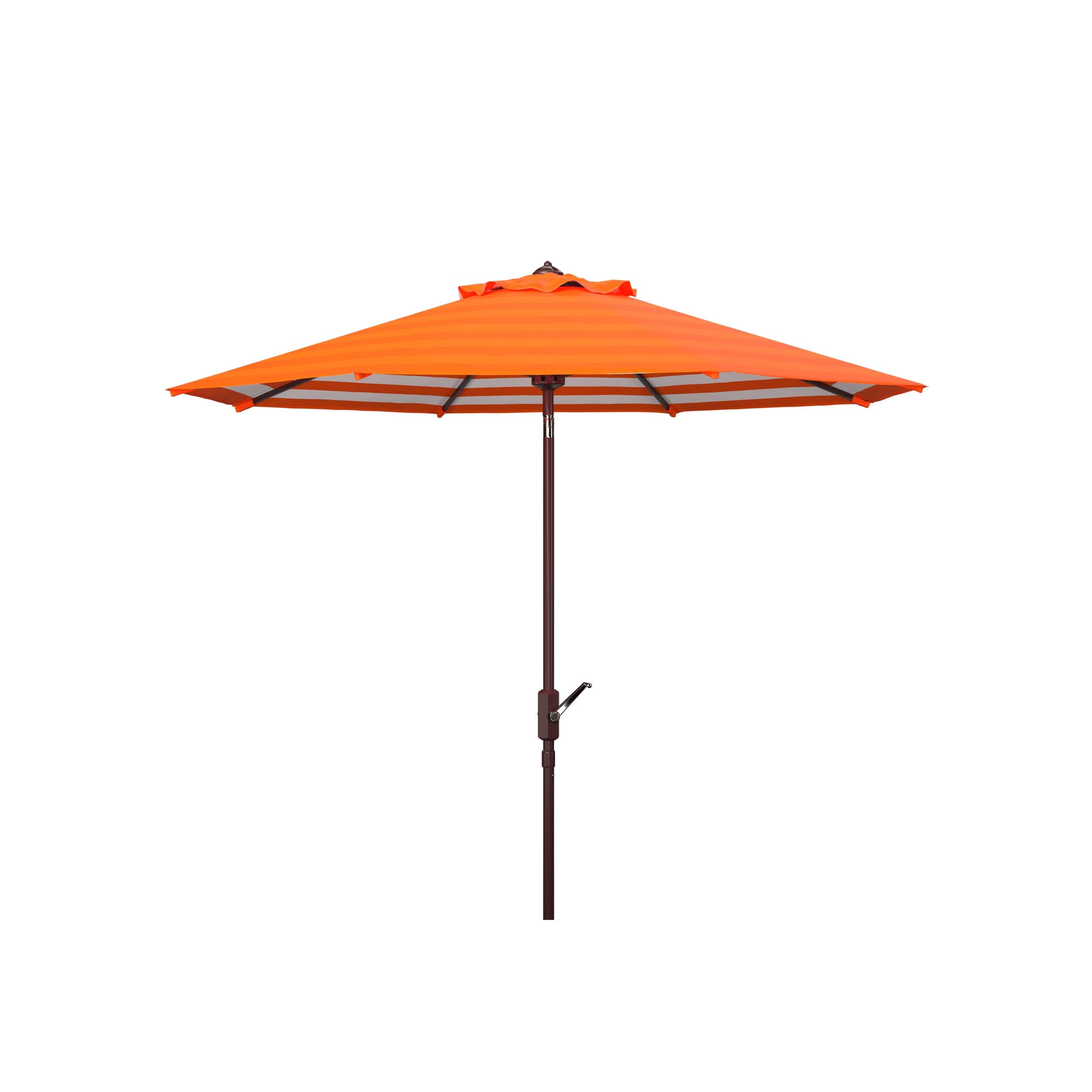 inside out patio umbrella Safavieh Athens Striped Crank Outdoor Auto Tilt Brown/White Inside Out Striped 9ft Crank Outdoor Auto Tilt Umbrella Umbrellas Embracing classic French style 10' Sq AG25 TG Sunbrella