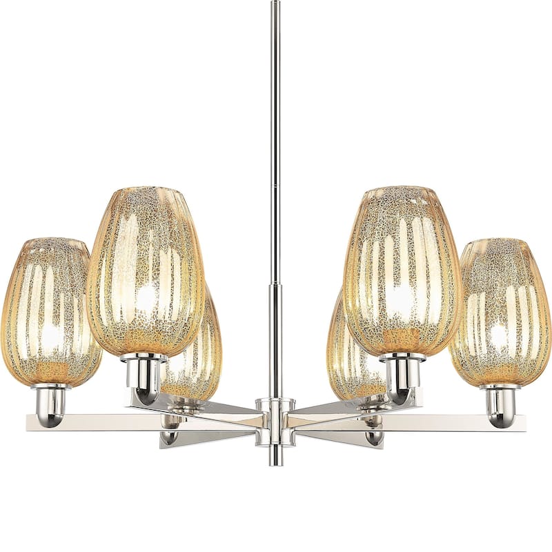 Innovations Lighting 716-6CR-14-24 Preston Chandelier Flute Preston 6 - Polished Nickel / Mercury