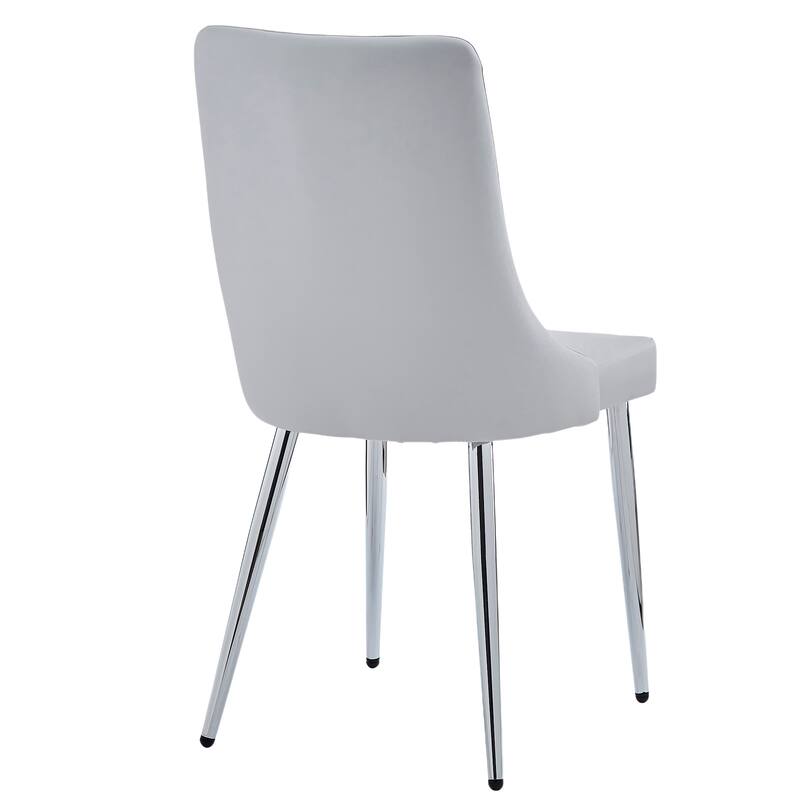 Contemporary Faux Leather and Metal Dining Chair, Set of 4