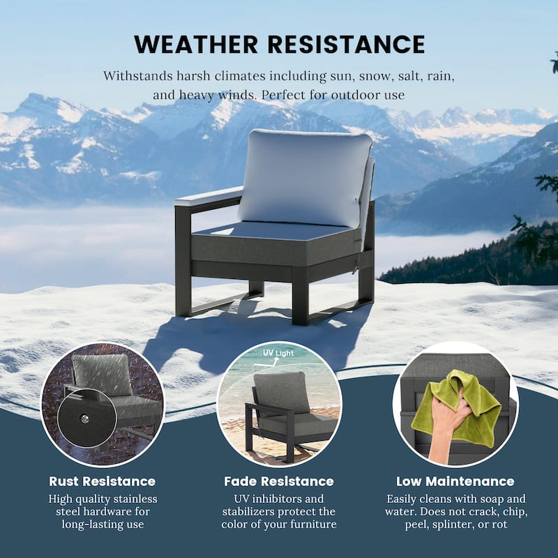 Polytrends Endless Patio Deep Seating Left Arm Chair with Gray Frame