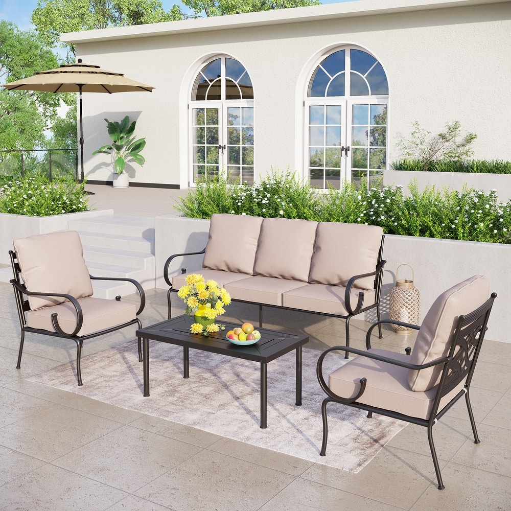 MAISON ARTS 5/7-Seat Patio Conversation Set with 3-Seat Sofa, 2/4 Single Chairs, 2-Seat Sofa and 1 Coffee Table