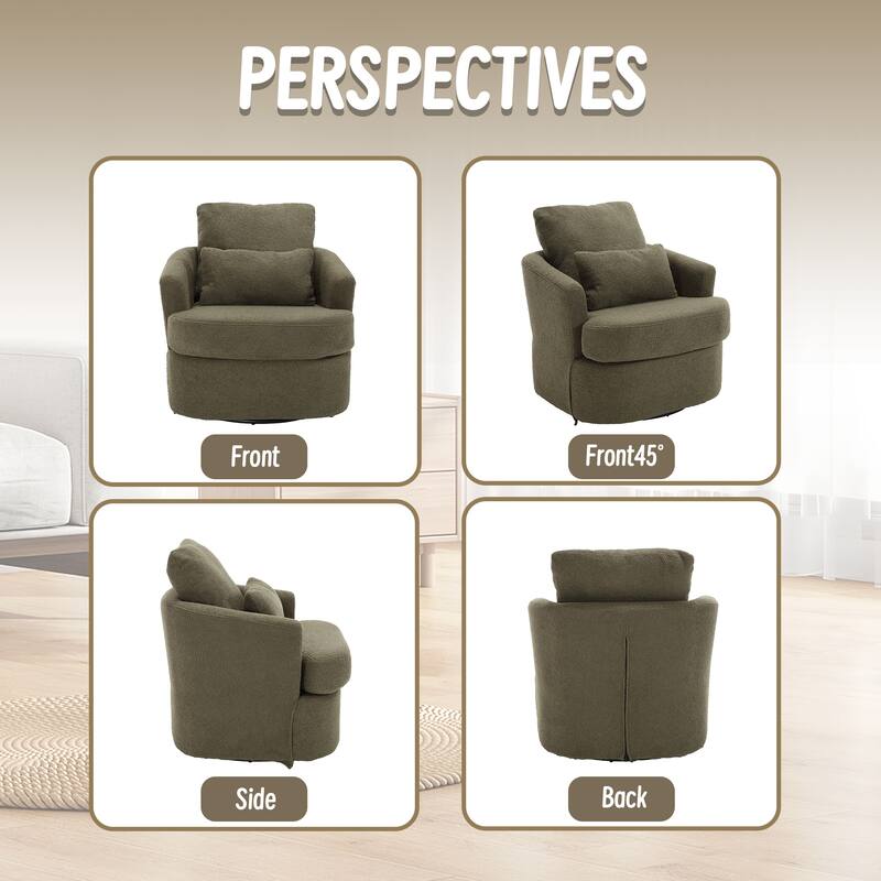 32.68" Swivel Barrel Chair with Metal Base