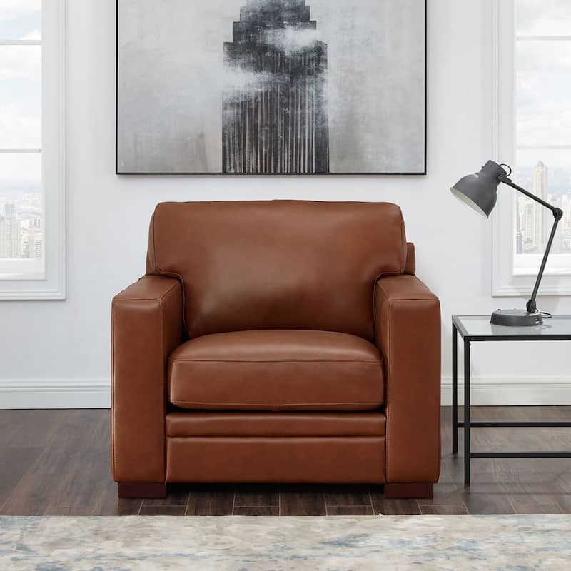 Hydeline Dillon Top Grain Leather Armchair - Chair - Cinnamon Brown