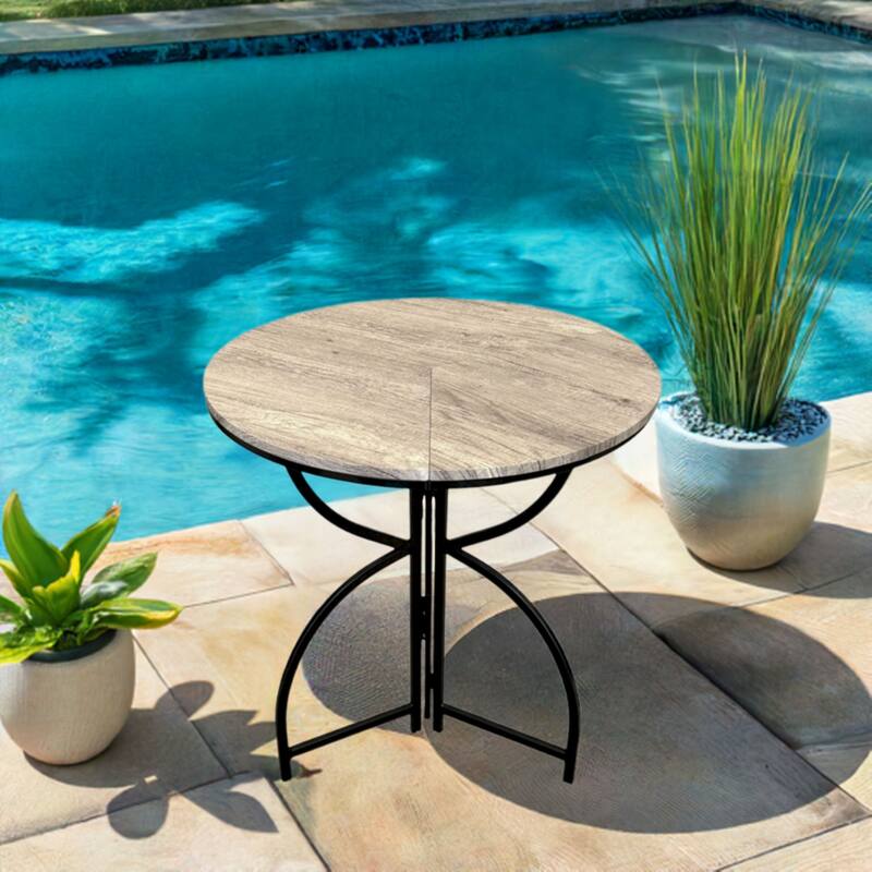 Tri-Fold Steel Frame Round Bistro Table