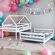 preview thumbnail 2 of 7, Modern Twin Over Full Separate House Bunk Bed With Built-in Ladder,Sturdy Pine Wood Frame