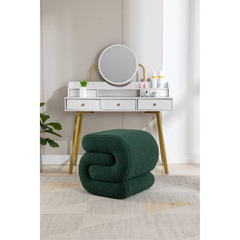 Sshape Velvet Fabric Ottoman Makeup Stool Footstool,