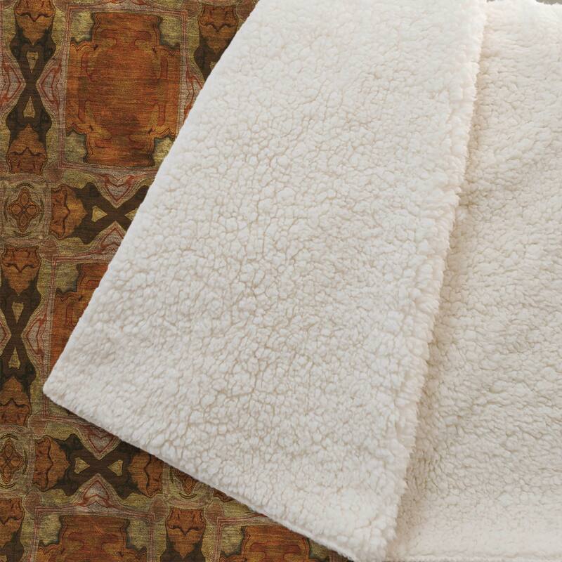 Premium Machine Washable Boho Moroccan Sherpa Throw Blanket