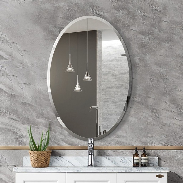 Mirror Trend Oval Frameless Beveled Wall Mirror - 22*32*0.71. Opens flyout.