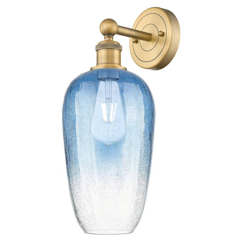 Innovations Lighting 616-1W-18-7 Brookhaven Flute Sconce Brookhaven - Brushed Brass / Sapphire Blue
