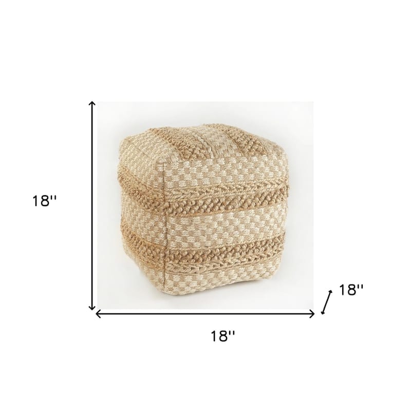 HomeRoots 18" Tan Jute Ottoman