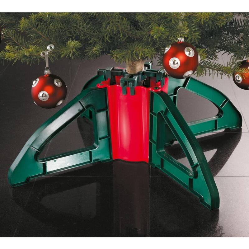 Christmas Tree Stand with Clamping System - For Live Trees up to 10' - Red