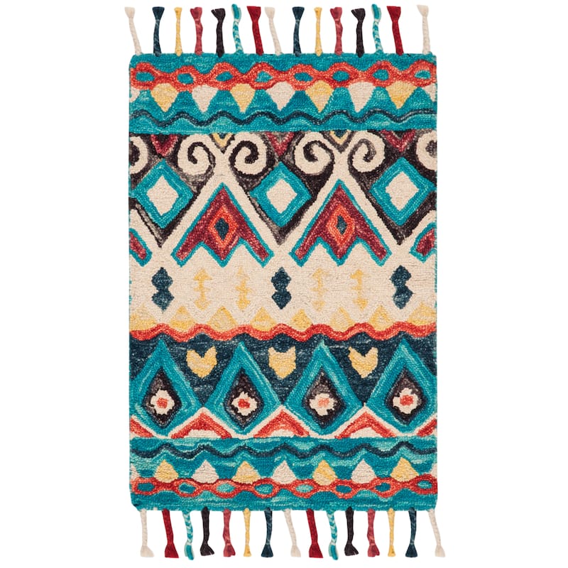 SAFAVIEH Handmade Aspen Regien Boho Tribal Wool Rug - 2'3" x 5' - Blue/Red