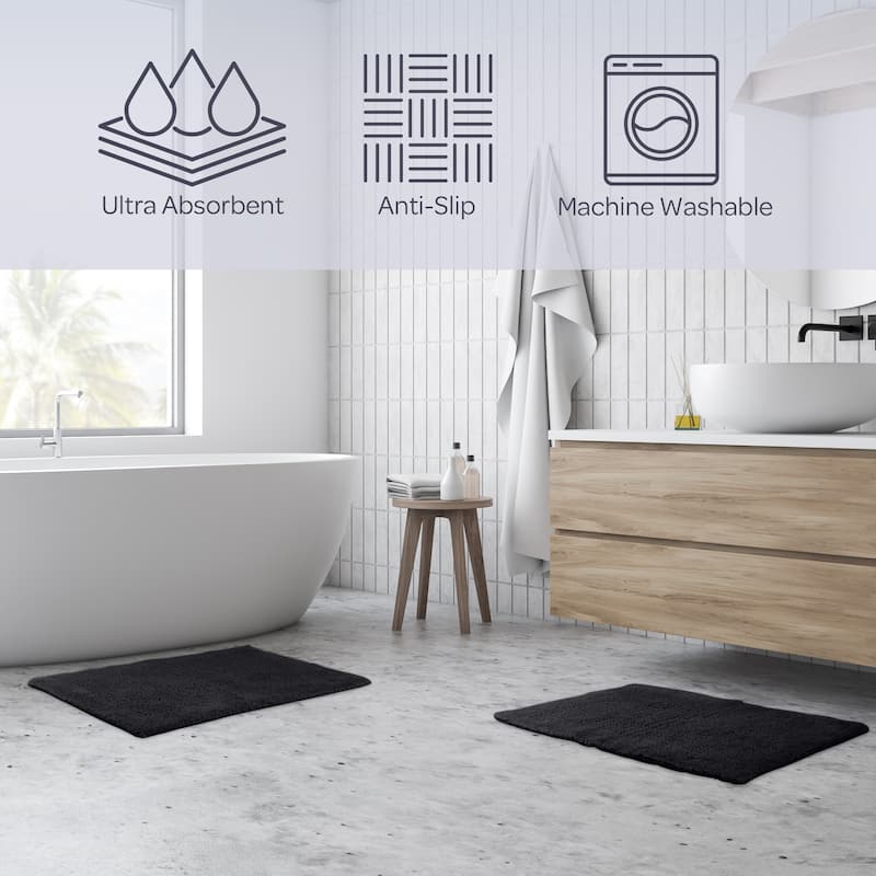 Lavish Home 2-Piece 2500GSM Cotton Bath Mat Set