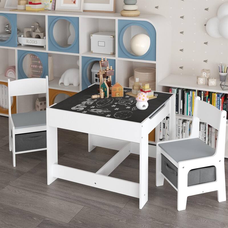 Anmytek Kids Activity Table and Chair Set with Storage, Toddler Play Craft Learning Desk for Playroom