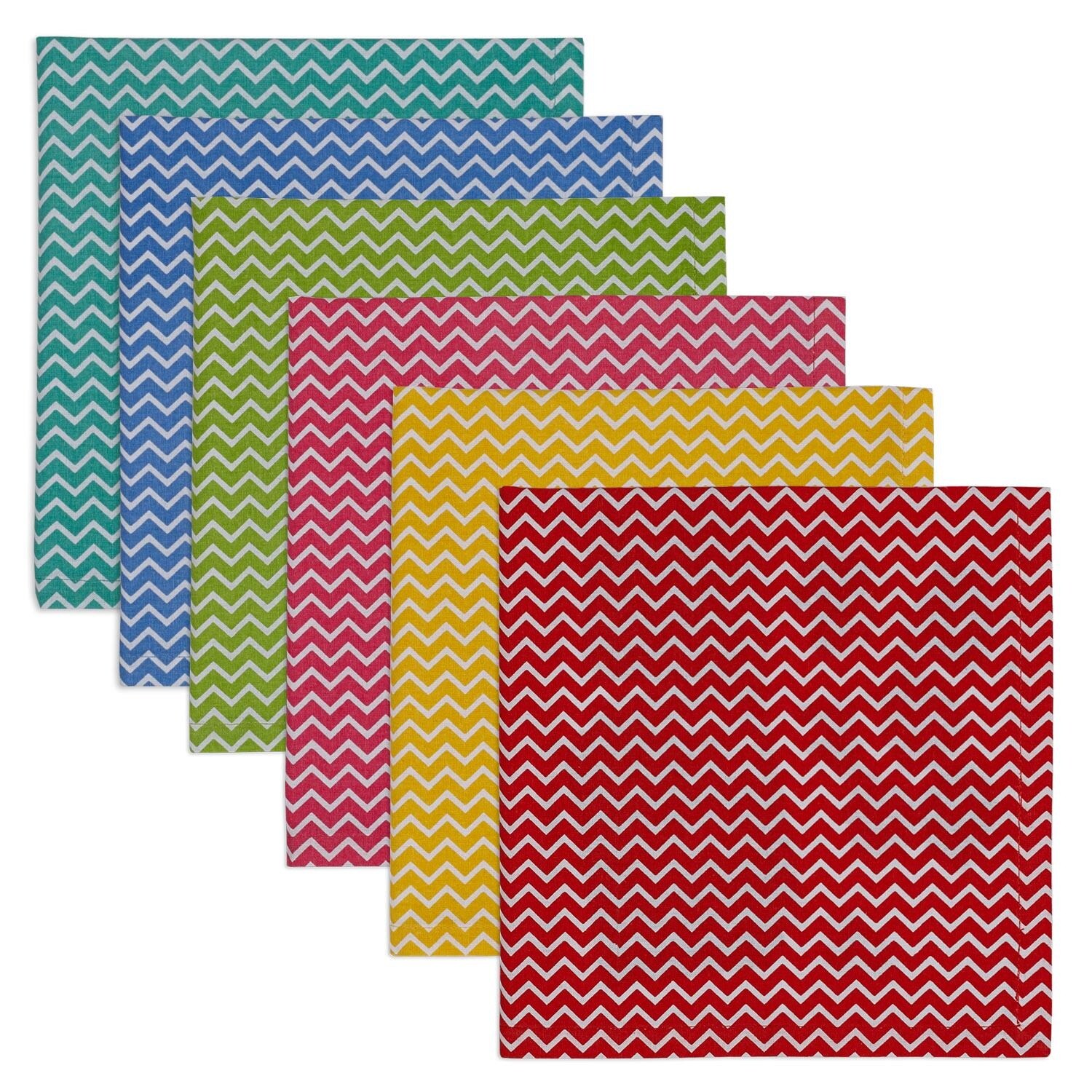 Shop Set Of 6 Multicolored White Zig Zag Chevron Cloth Napkins 18