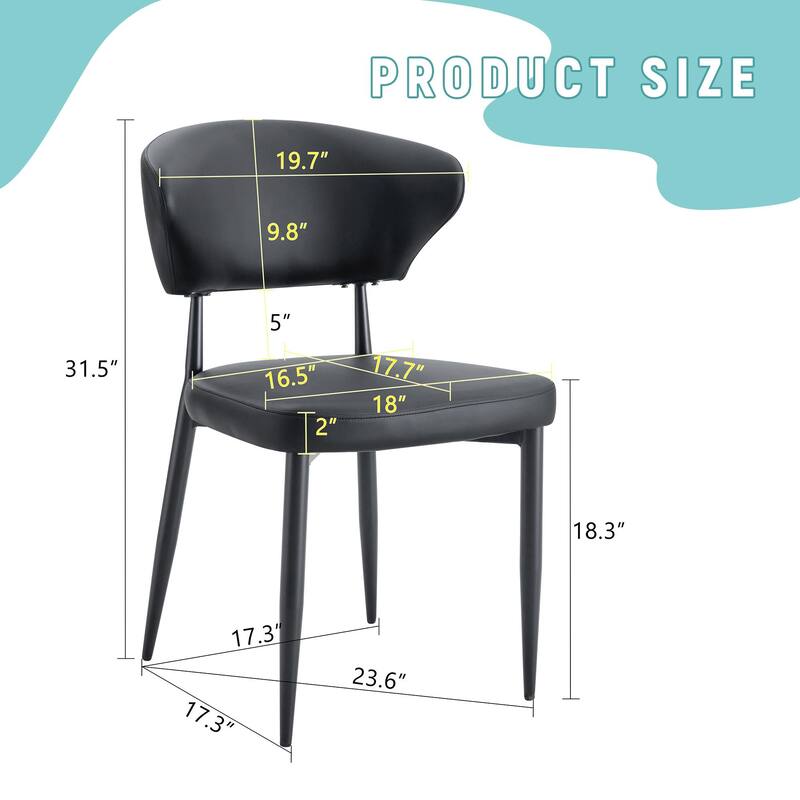 Ergonomic Dining Chair, With A Curved Backrest - Black