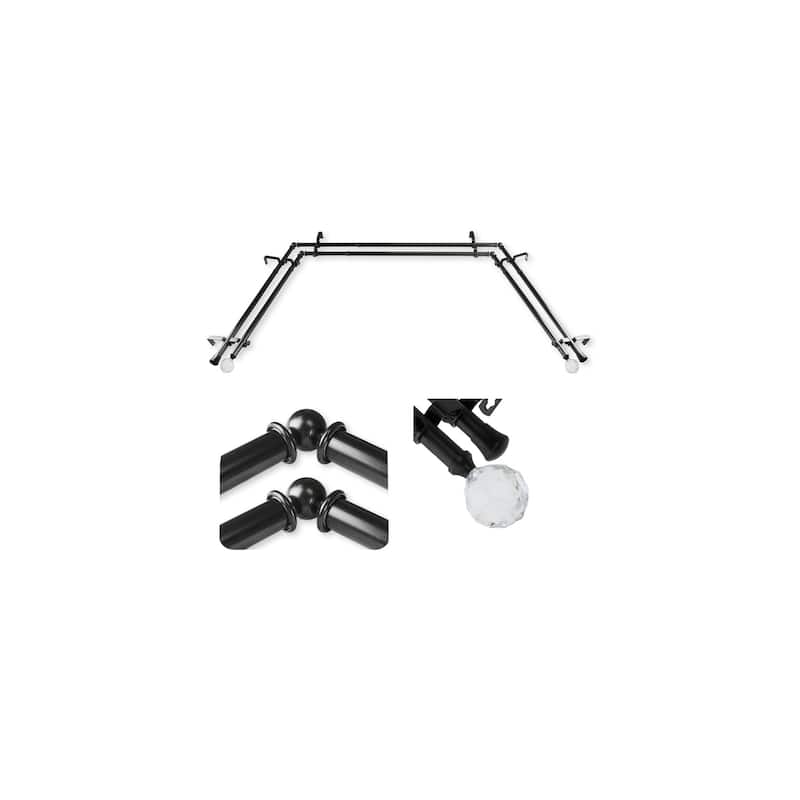 Art Nouveau Curtain Rods & Hardware - Adjustable Telescoping Rods - Black Finish - 38-72" Center Rod - M
