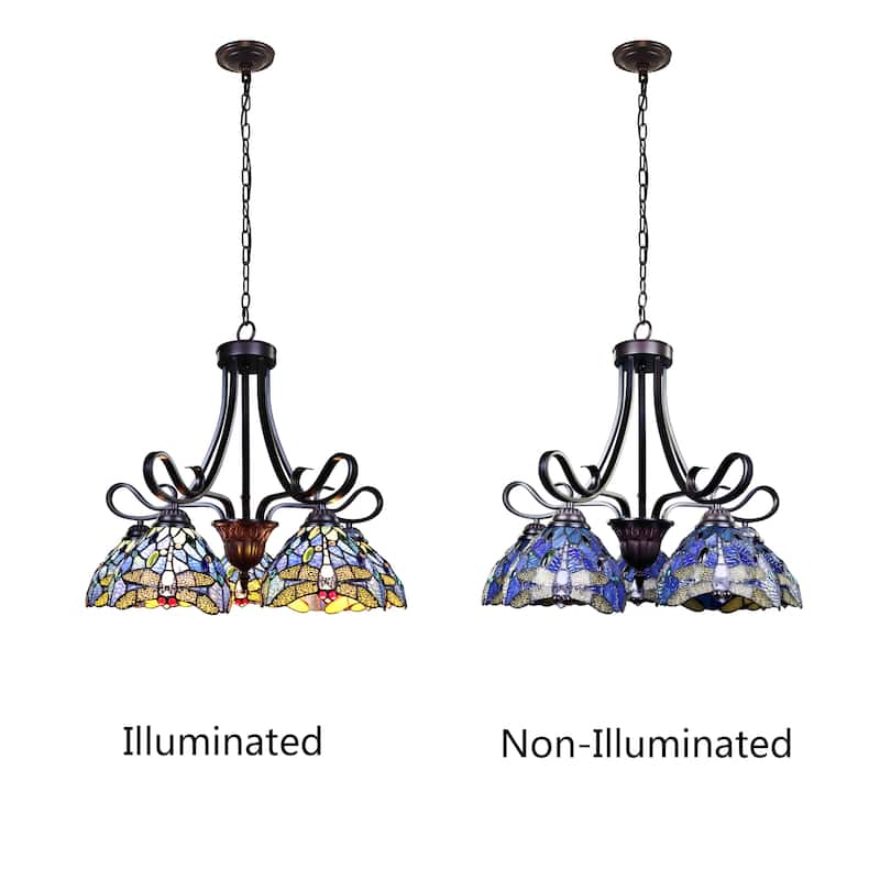 Tiffany-Style Dragonfly-Design 5-light Dark Bronze Pendant