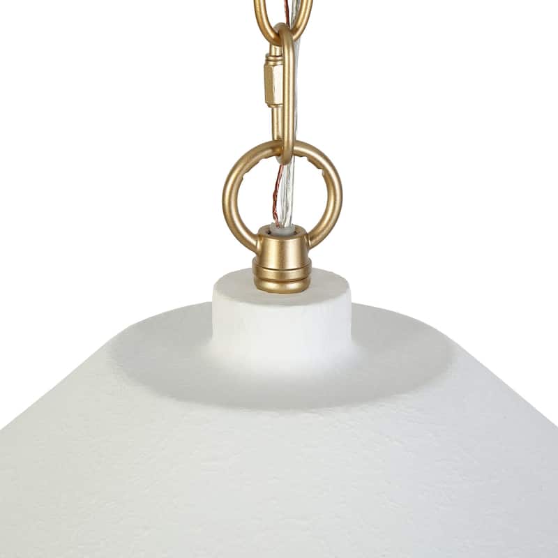 Modern Elegant 1-light large pendant light fixtures Matte White and Gold Cone chandeliers for kitchen dining room