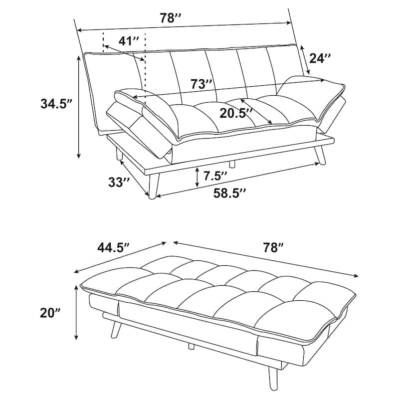 Laredo Upholstered Tufted Convertible Sofa Bed