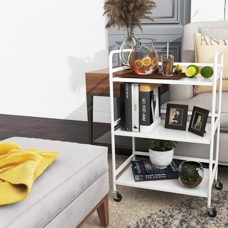 3 Tier Rolling Cart Shelves - 11.8"D x 18.9"W x 29.53"H