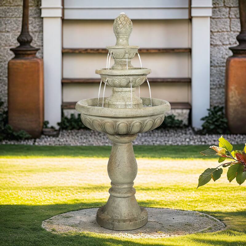42.5" H Traditional Outdoor Water Fountain with Pineapple Finial