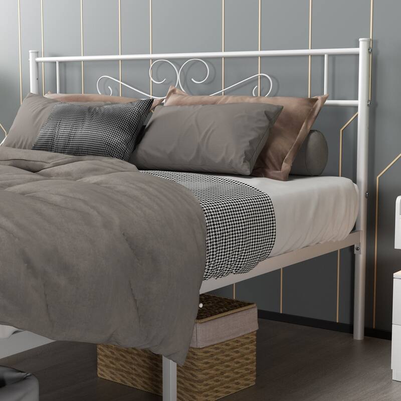 Javlergo Modern Metal Platform Bed Frame with Headboard and Footboard