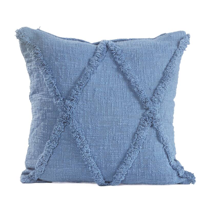 Solid Decorative Diamond Tufted Cotton Throw Pillow