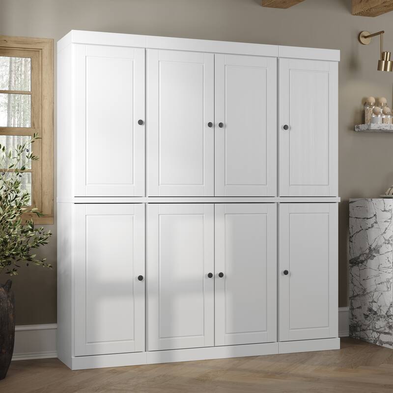 100% Solid Wood Kitchen China Pantry Buffet with Glass or Solid Wood Doors and 2-Drawer Kit by Palace Imports - 65" x 71.5"