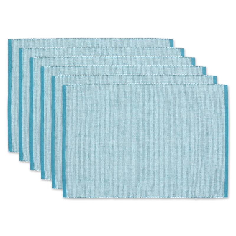 DII French Blue Eco-Friendly Chambray Fine Ribbed Placemat 6 Piece - Storm Blue