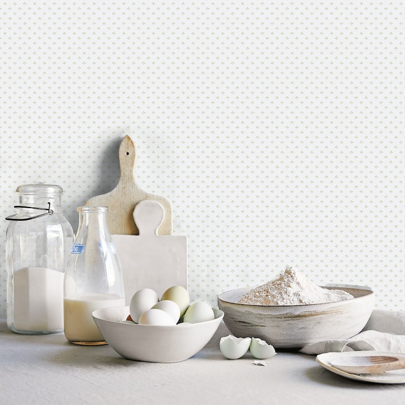 Galerie Wallcoverings Just Kitchens Tri Leaf Motif Vinyl on Non-woven Matte Wallpaper Roll