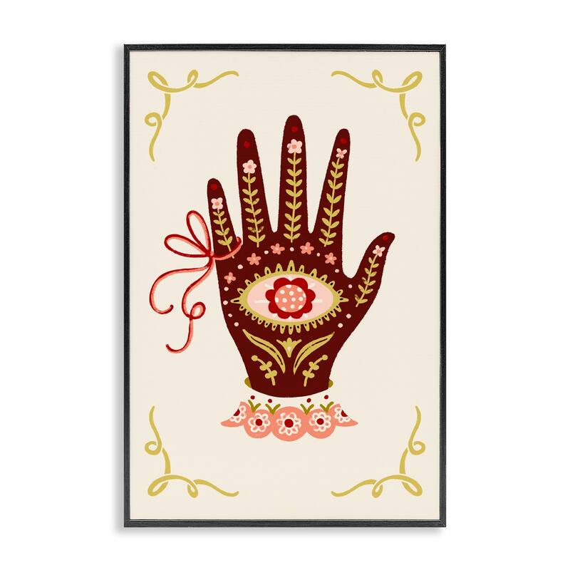 Stupell Boho Folk Style Hand Framed Giclee Art Design By Hannah Moren - 12 x 18 - Black