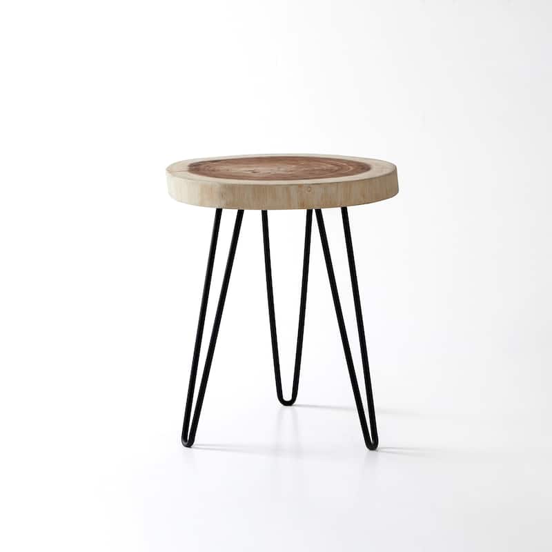 Greenage Suar Wood End Table Solid Wood with Hairpin Table Legs