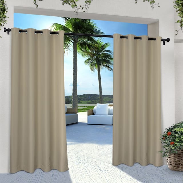 ATI Home Indoor/Outdoor Solid Cabana Grommet Top Curtain Panel Pair - 54x96 - Taupe