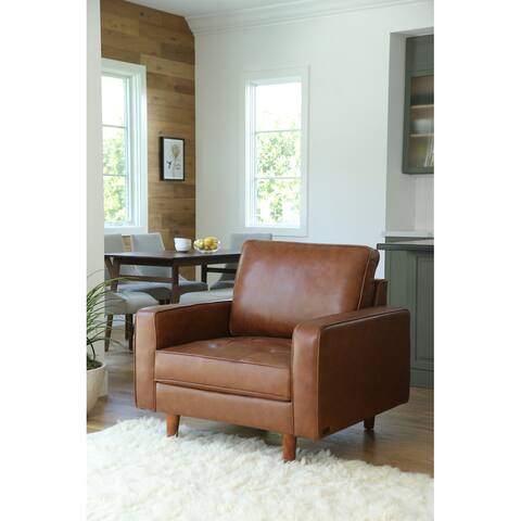 Abbyson Holloway Mid-century Modern Top Grain Leather Armchair