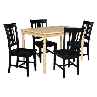30" x 48" Solid Wood Dining Table with 4 Chairs - N/A